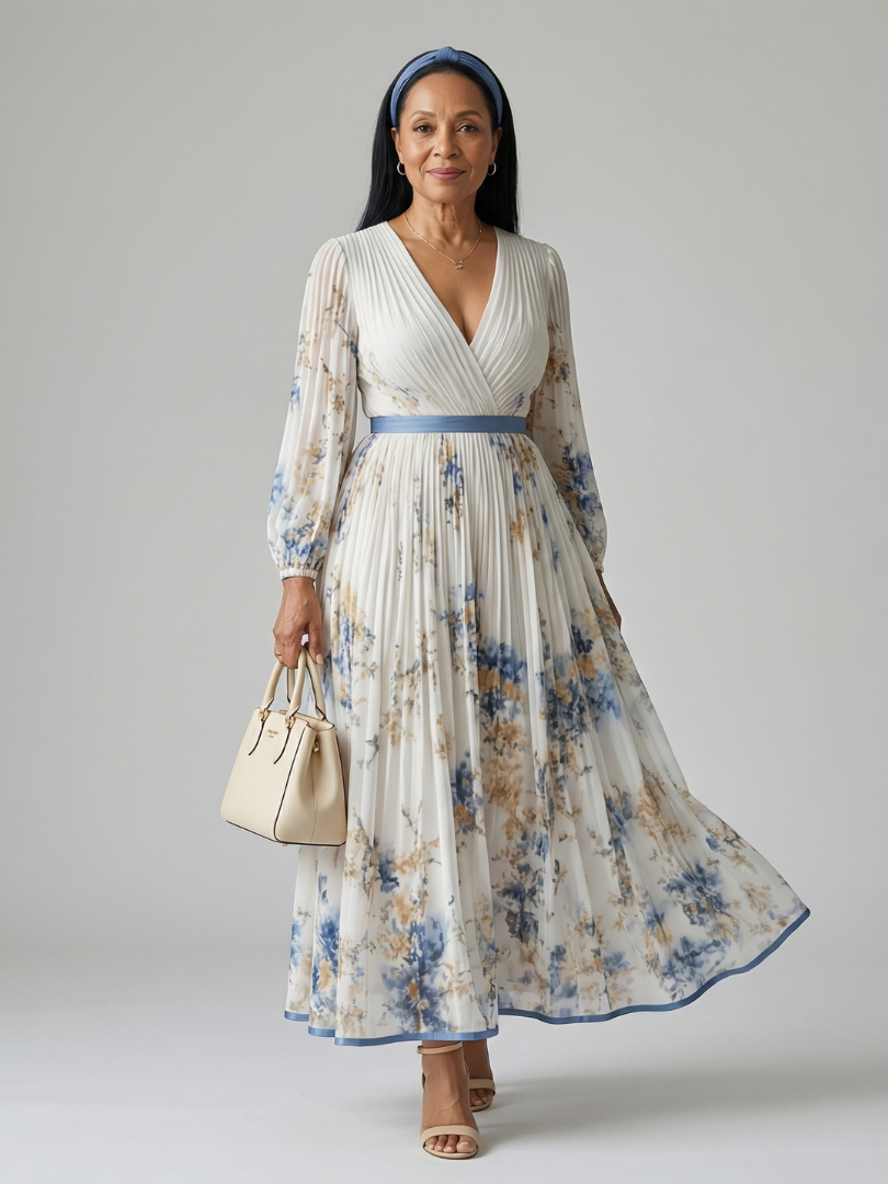 Leonie | Pleated Wrap Midi Dress