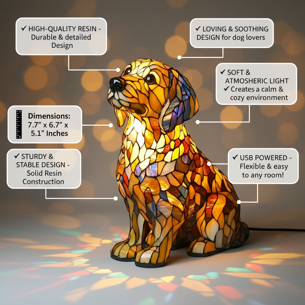 Lumière | Enchanted Lamp - Goldie golden retriever lamp