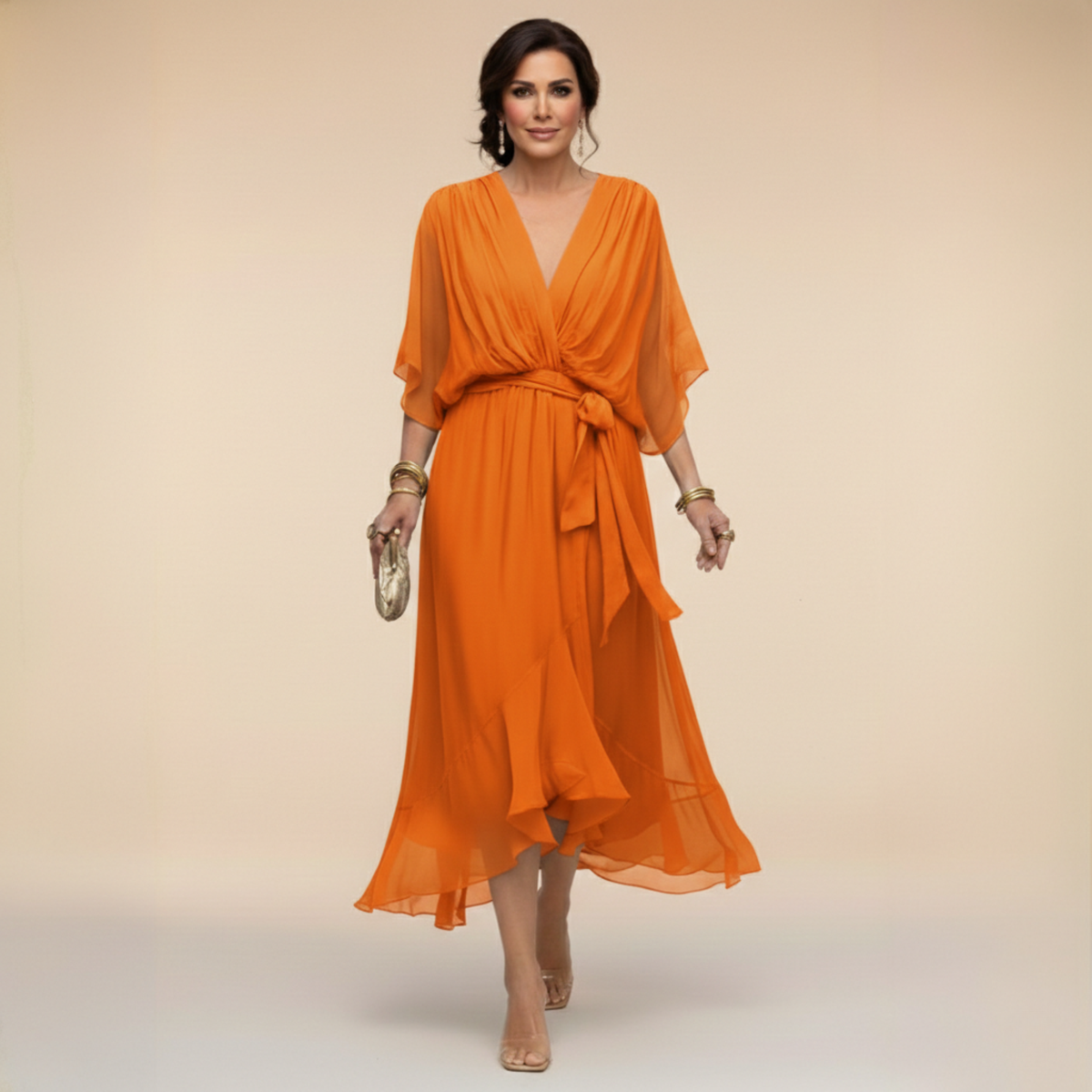 Ariane | Flowing Wrap V-Neck Dress