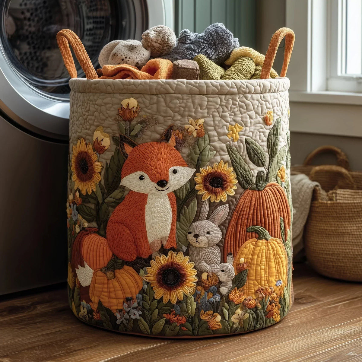 Hand-Quilted Woodland Basket in Forest Friends