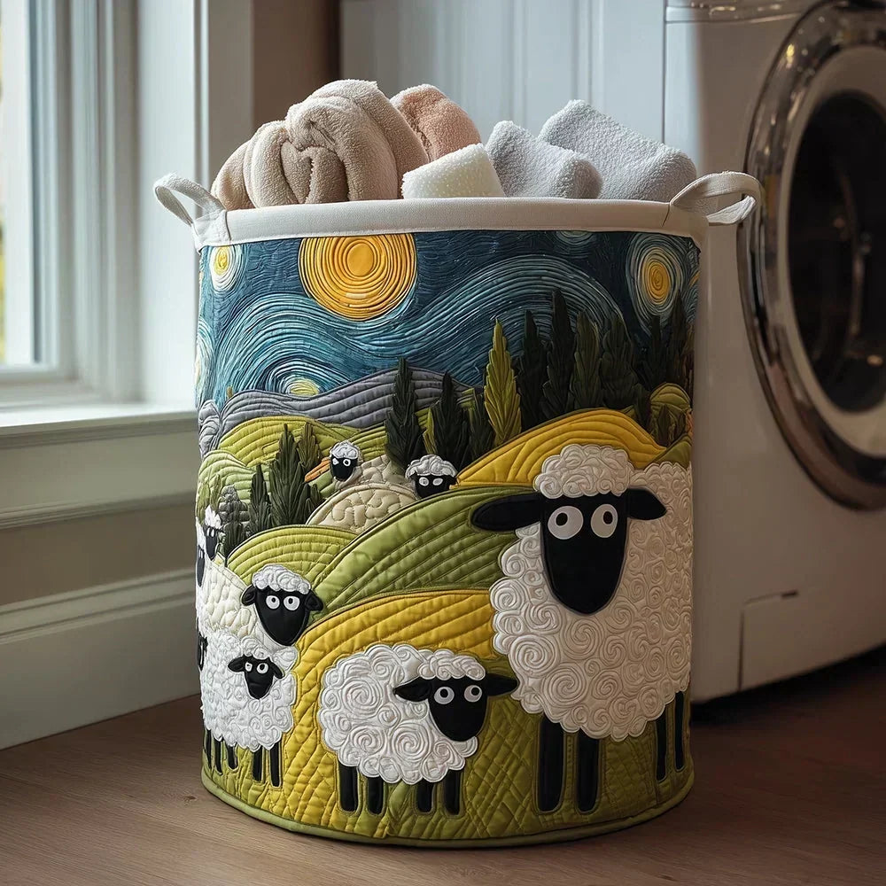 Hand-Quilted Woodland Basket in Starry Night