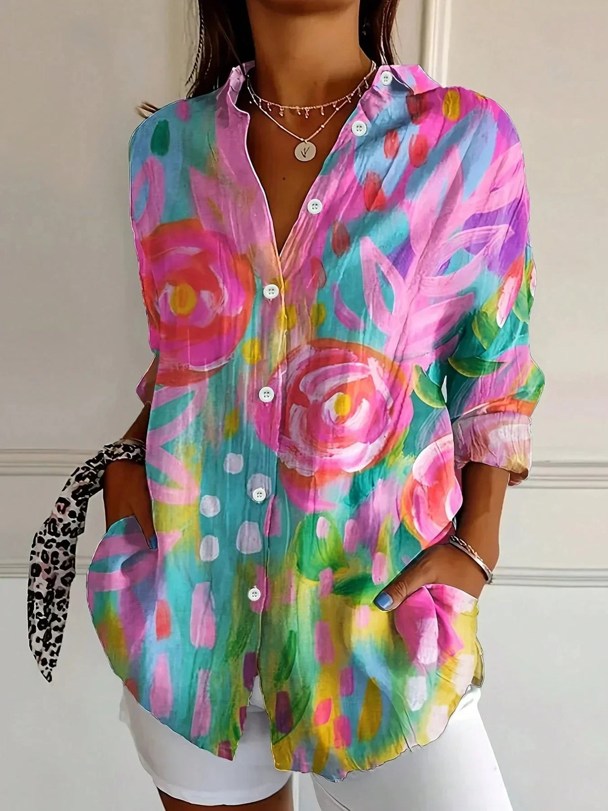 The Penelope Printed Button Blouse