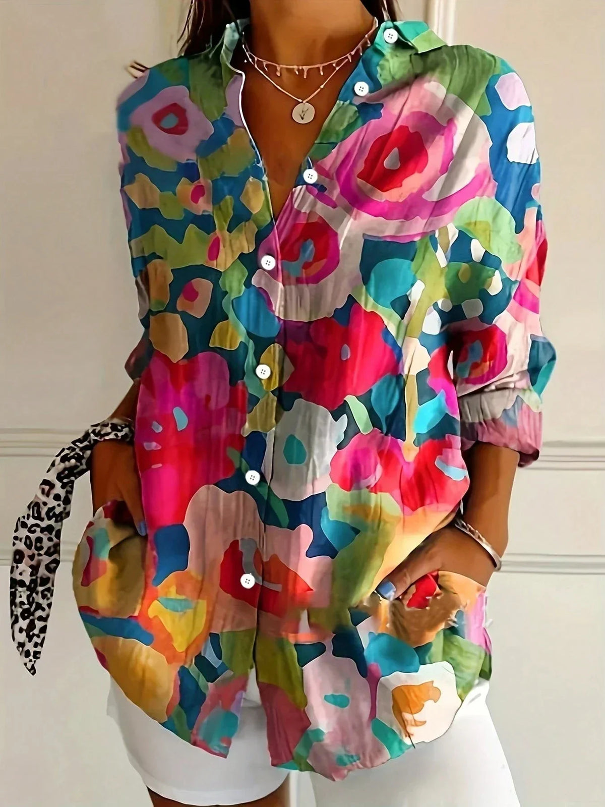 The Penelope Printed Button Blouse