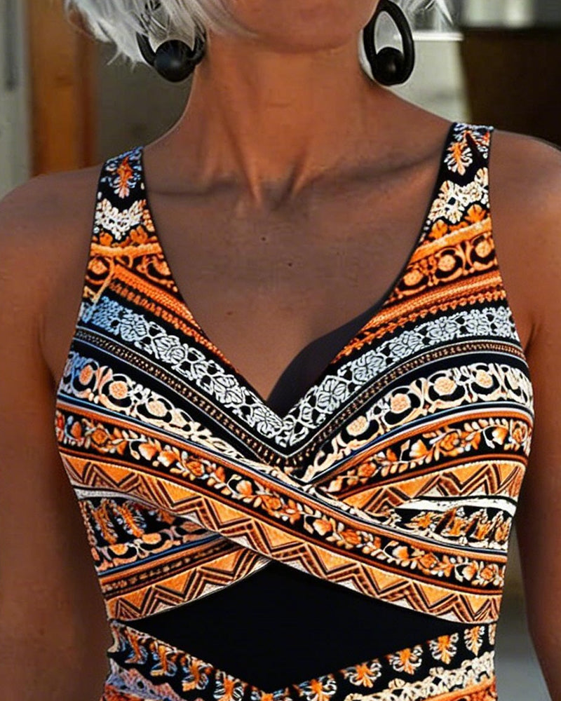 Louisa | V-Neck Print Swimsuit