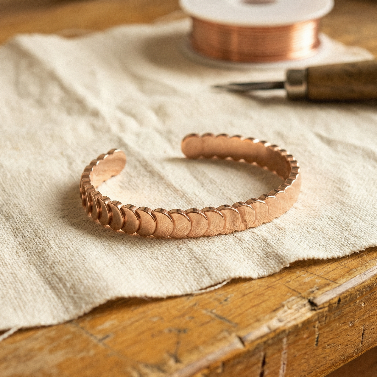 Clara Whitfield's Tide Copper Bracelet