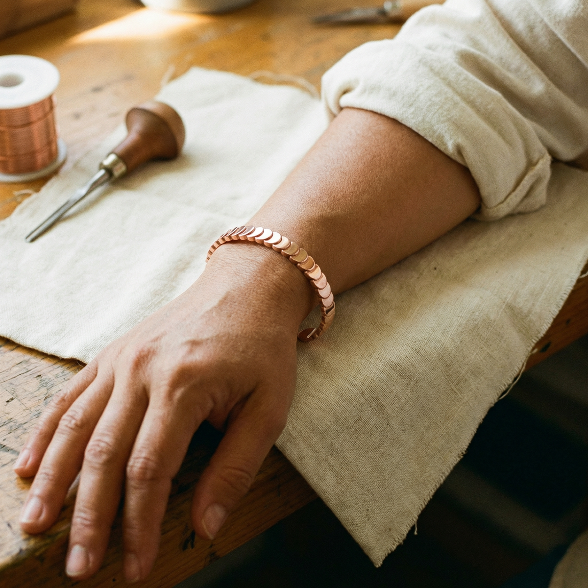 Clara Whitfield's Tide Copper Bracelet