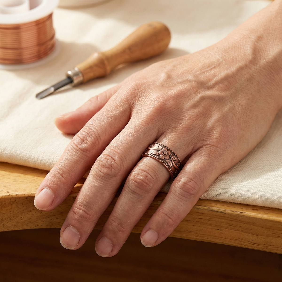 Clara Whitfield's Petal Copper Ring
