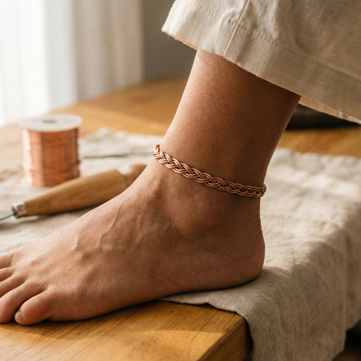 Clara Whitfield's Reed Copper Anklet