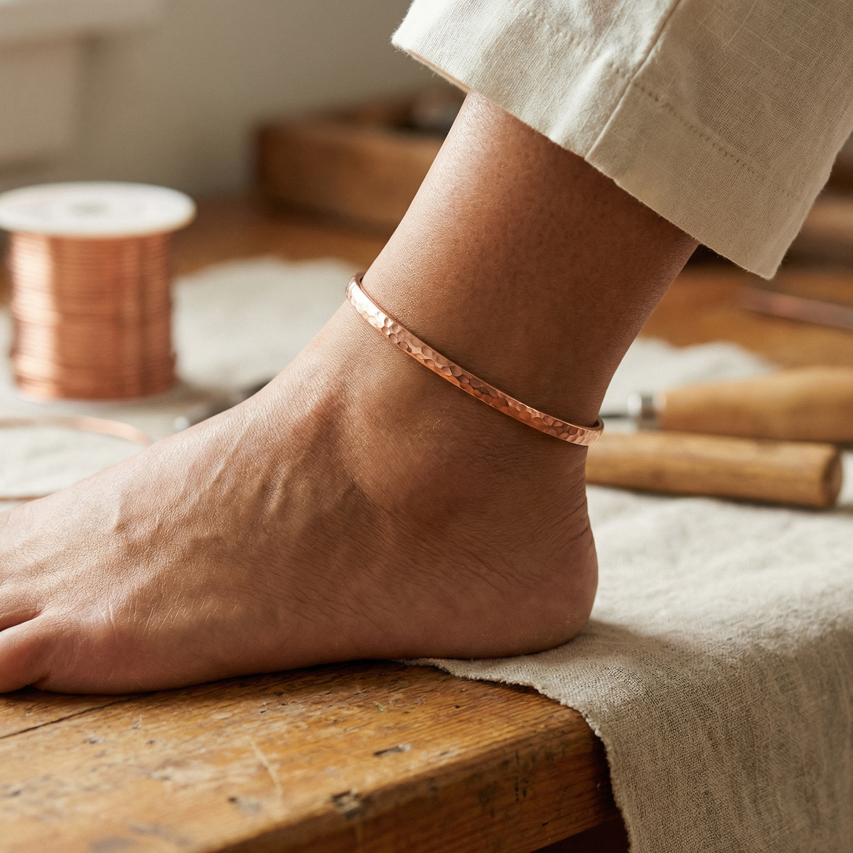 Clara Whitfield's Sand Copper Anklet