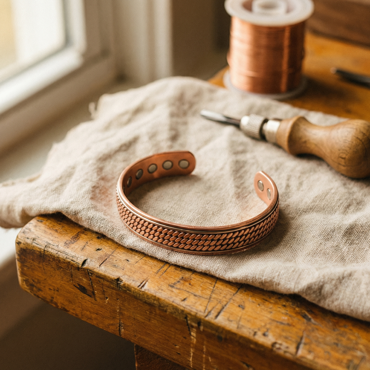Clara Whitfield's Wave Copper Bracelet