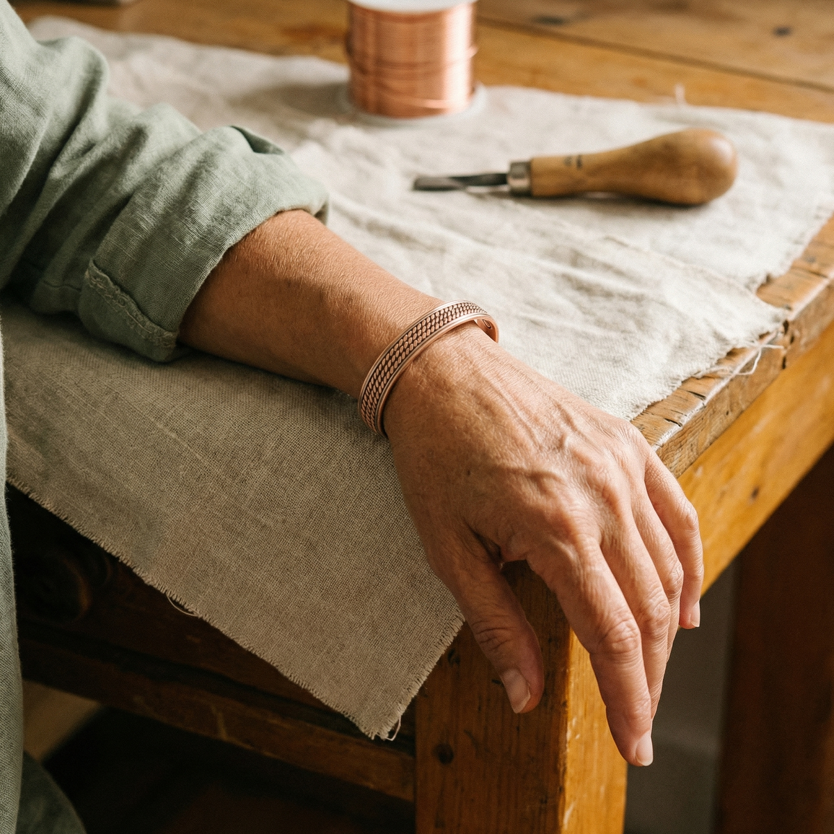 Clara Whitfield's Wave Copper Bracelet