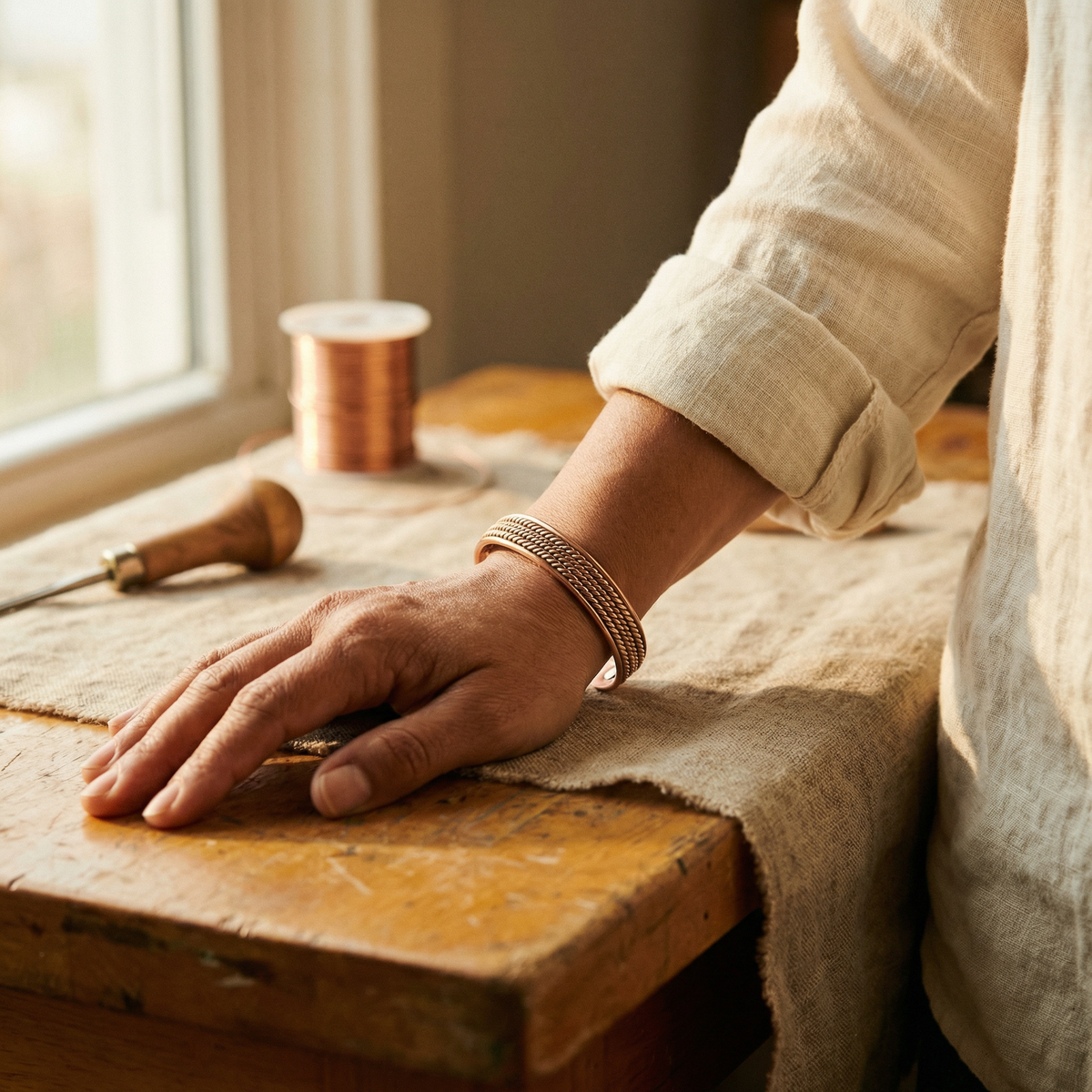 Clara Whitfield's Forge Copper Bracelet