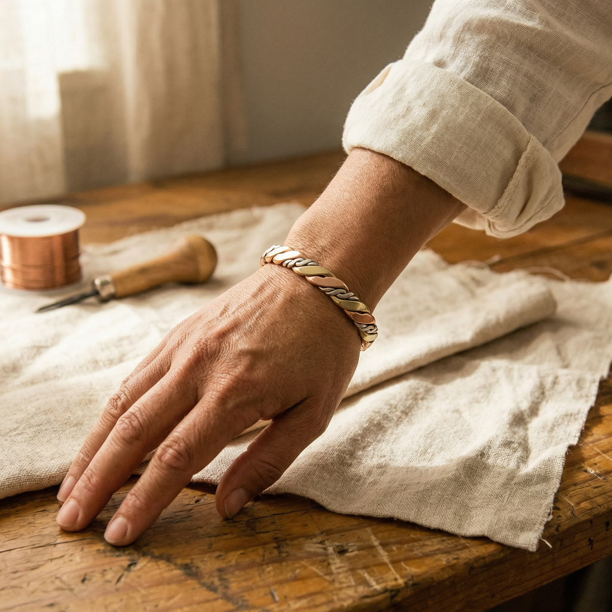 Clara Whitfield's Stone Copper Bracelet