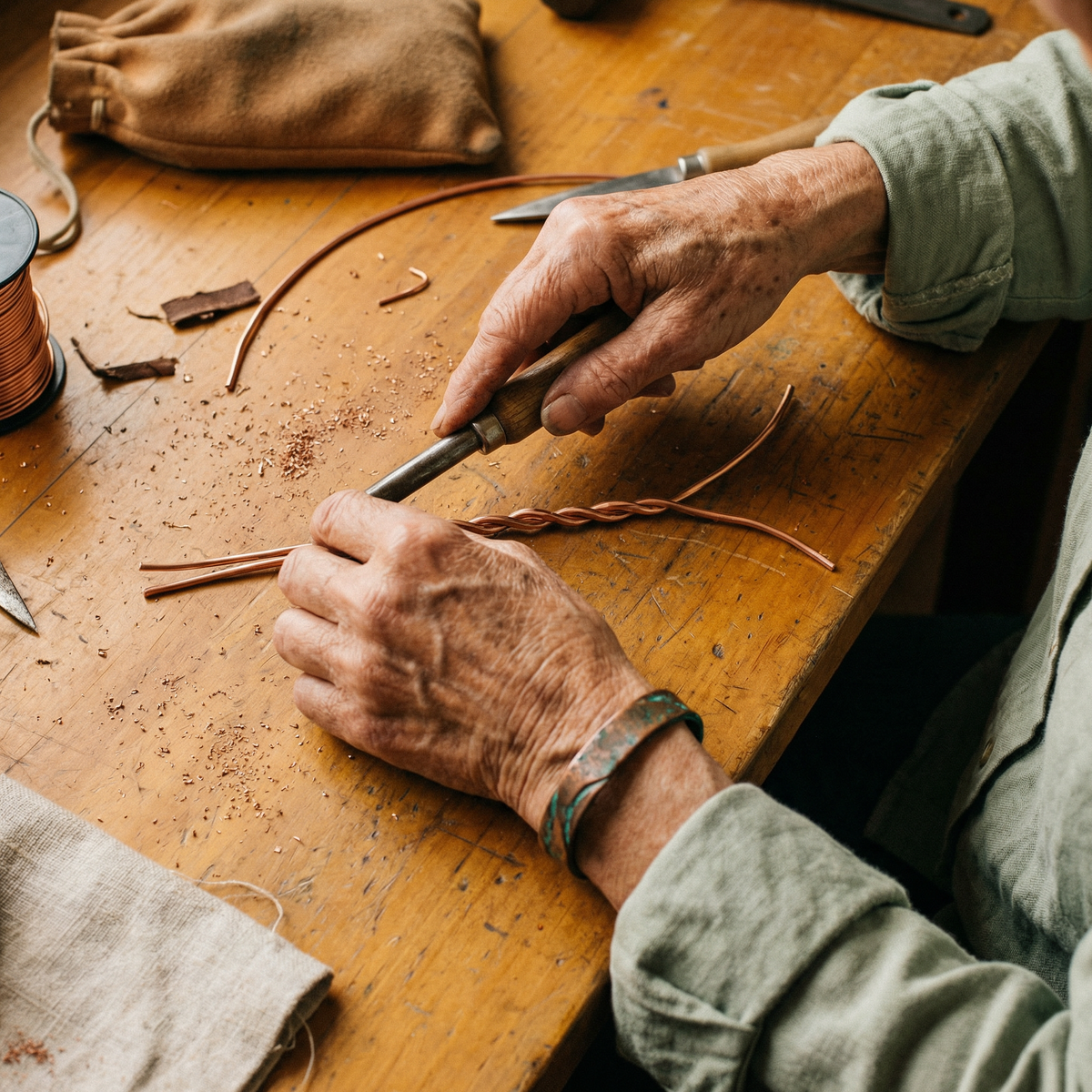 Clara Whitfield's Seam Copper Bracelet