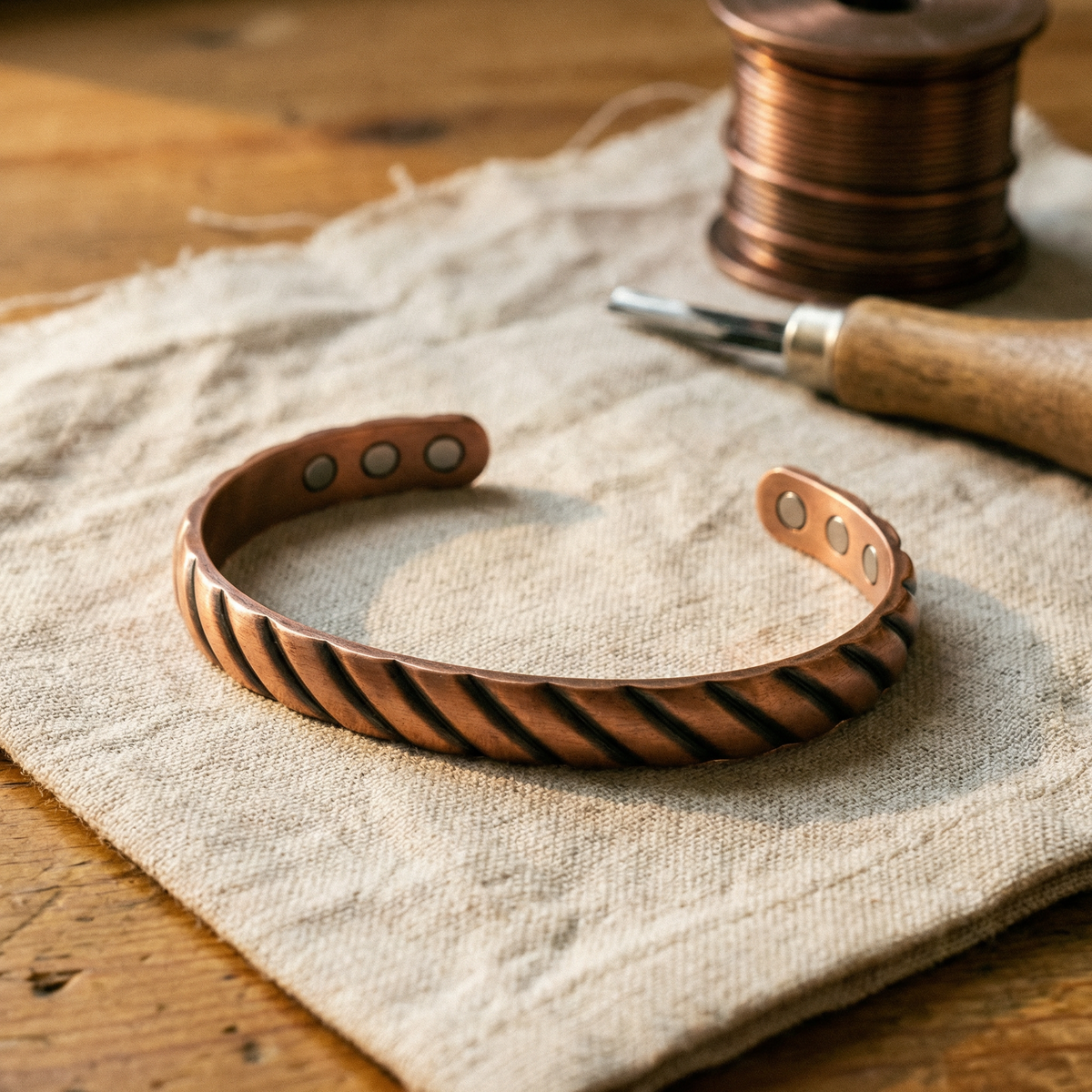 Clara Whitfield's Thorn Copper Bracelet