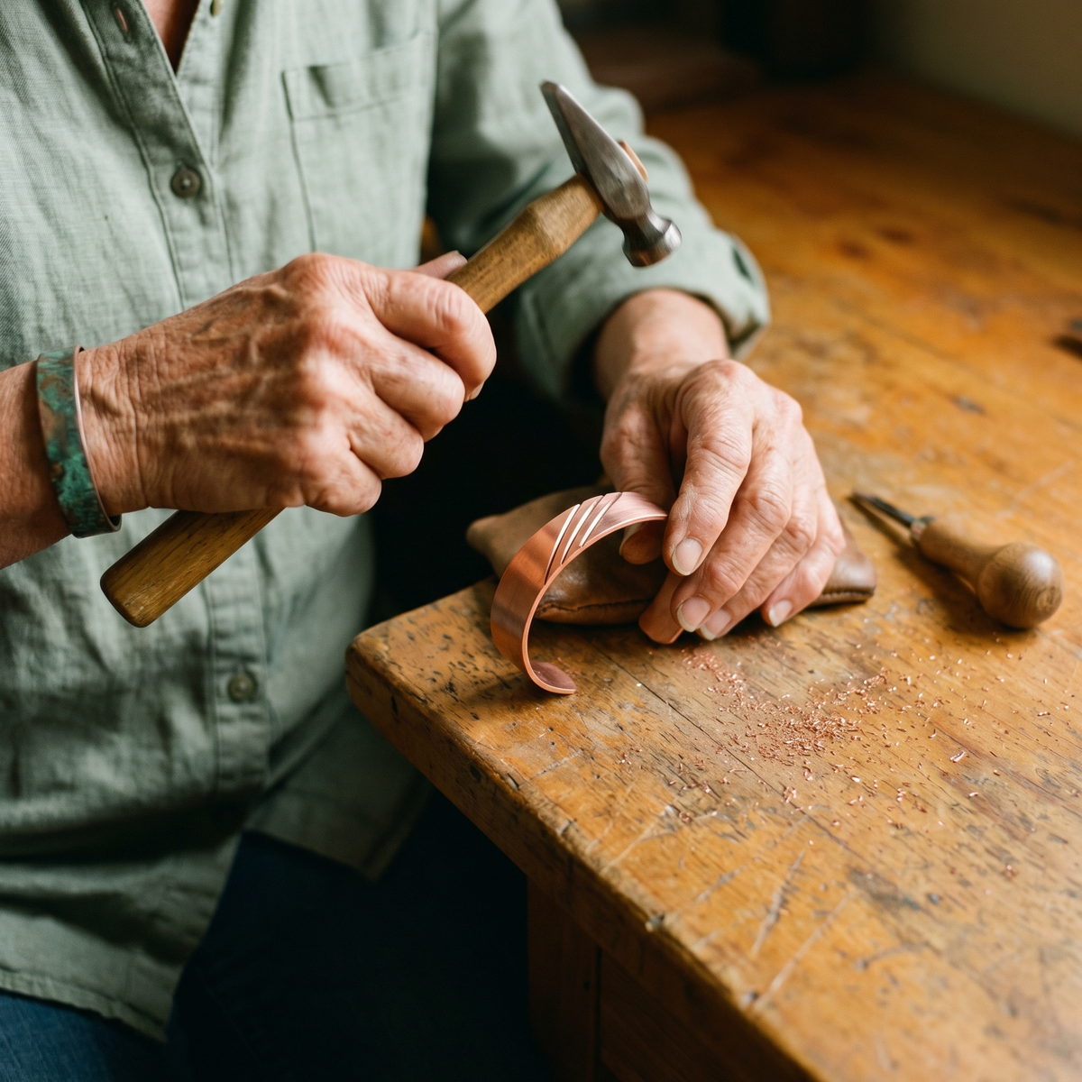 Clara Whitfield's Thorn Copper Bracelet