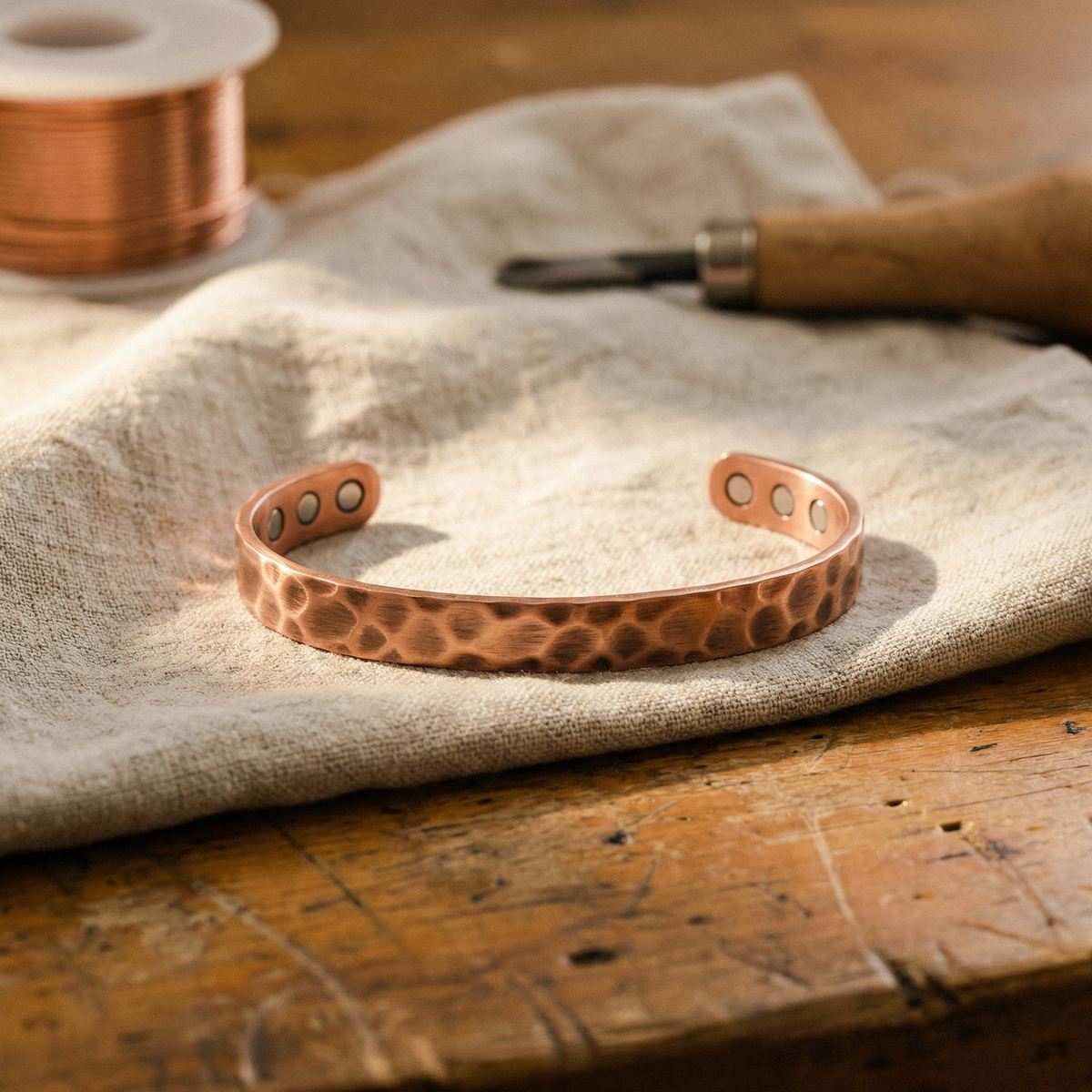 Clara Whitfield's Furrow Copper Bracelet