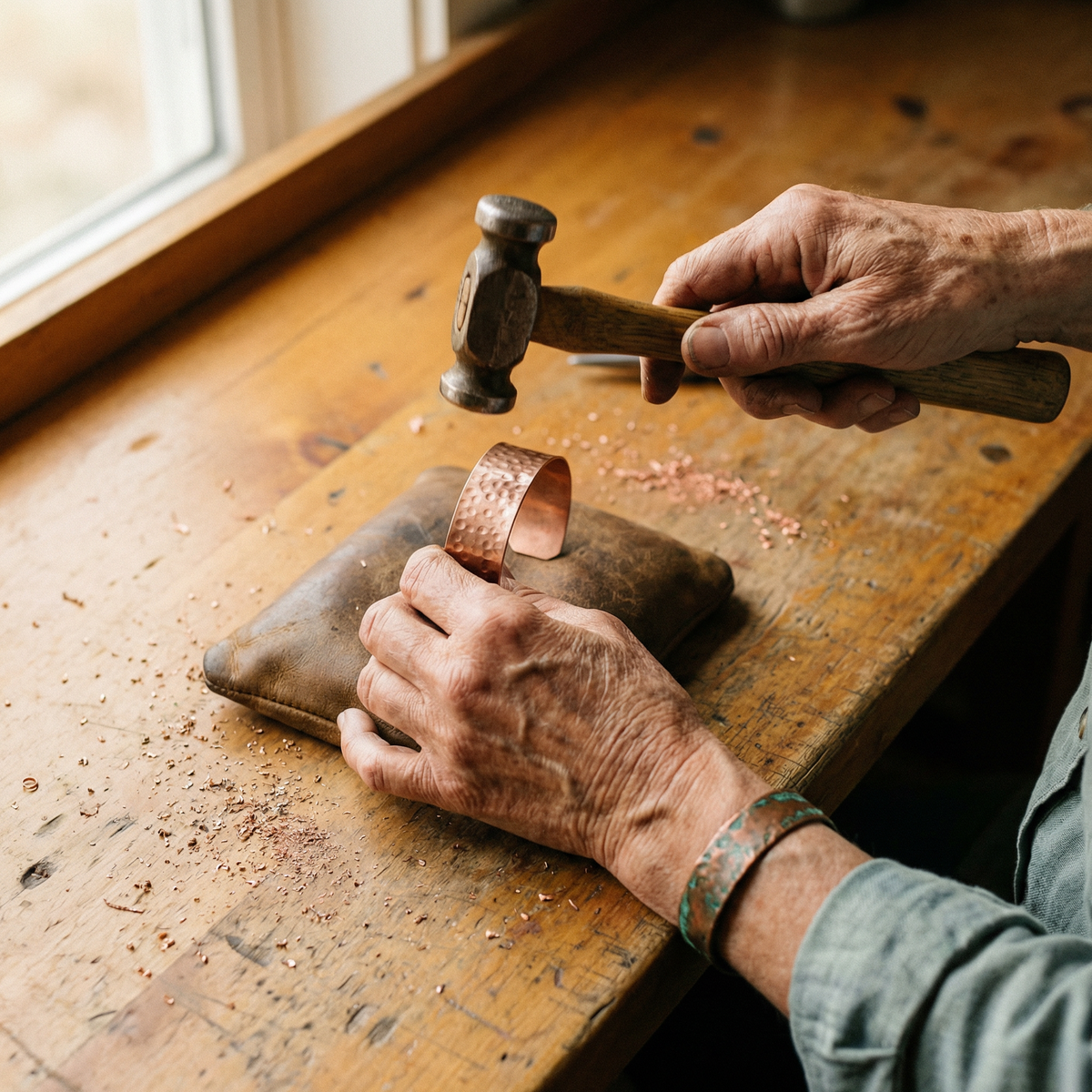Clara Whitfield's Furrow Copper Bracelet