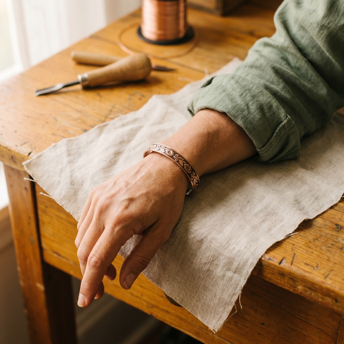 Clara Whitfield's Vine Copper Bracelet