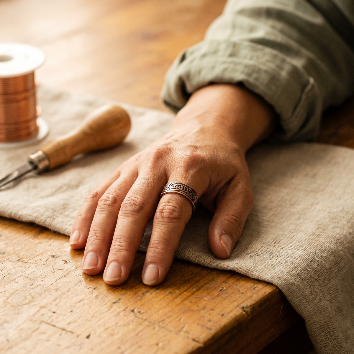 Clara Whitfield's Burr Copper Ring