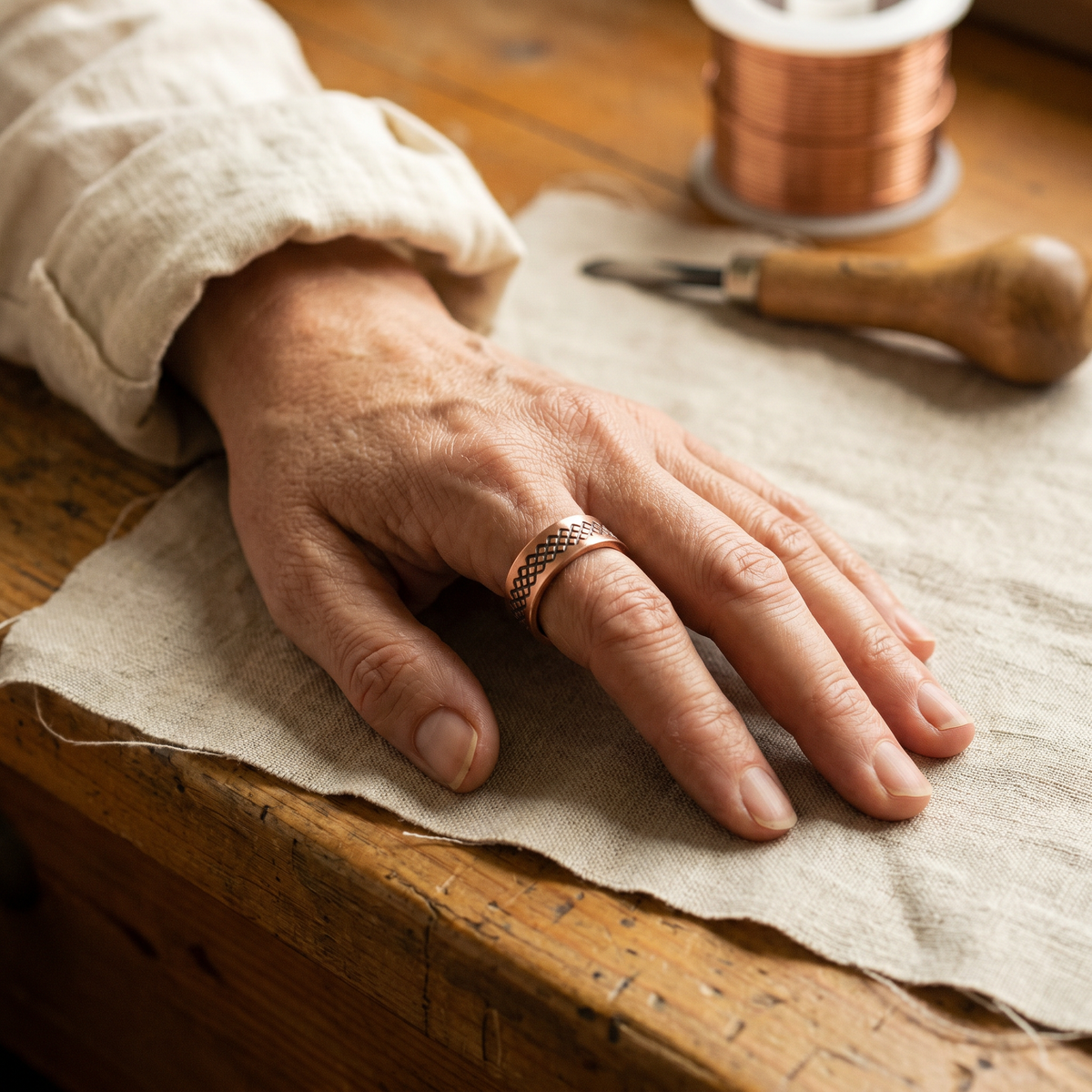 Clara Whitfield's Grid Copper Ring