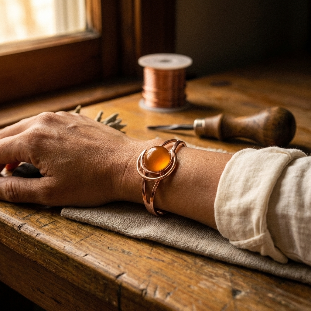 Clara Whitfield's Sphere Orange Copper Bracelet