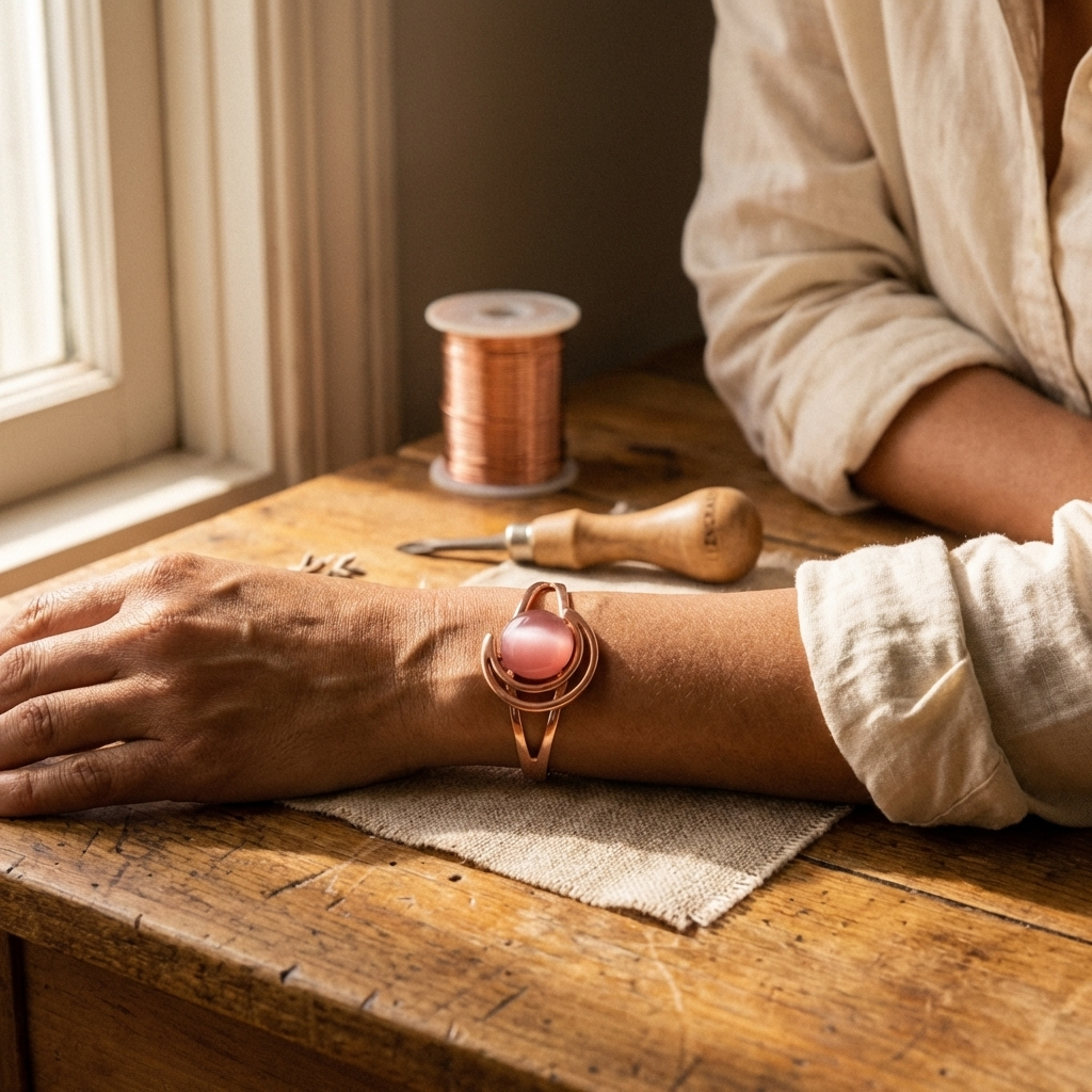 Clara Whitfield's Sphere Pink Copper Bracelet
