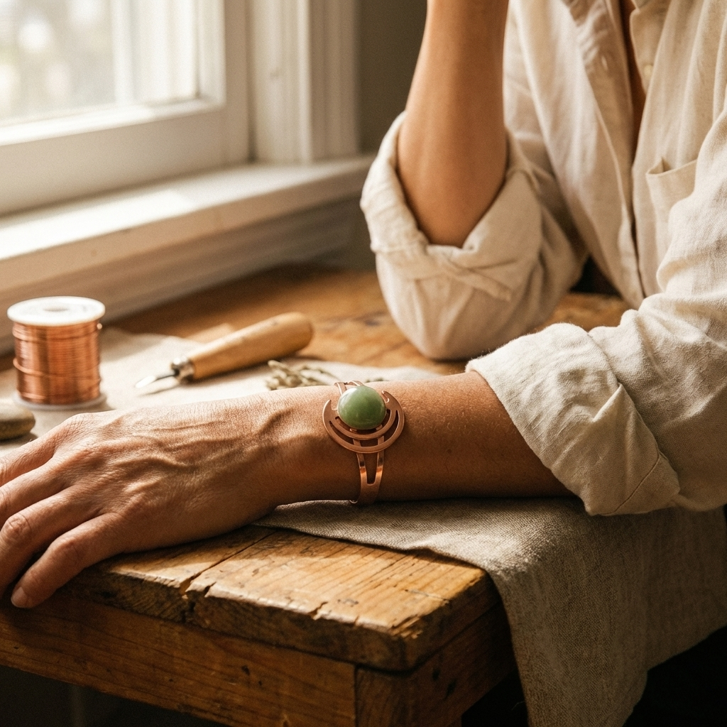 Clara Whitfield's Sphere Green Copper Bracelet