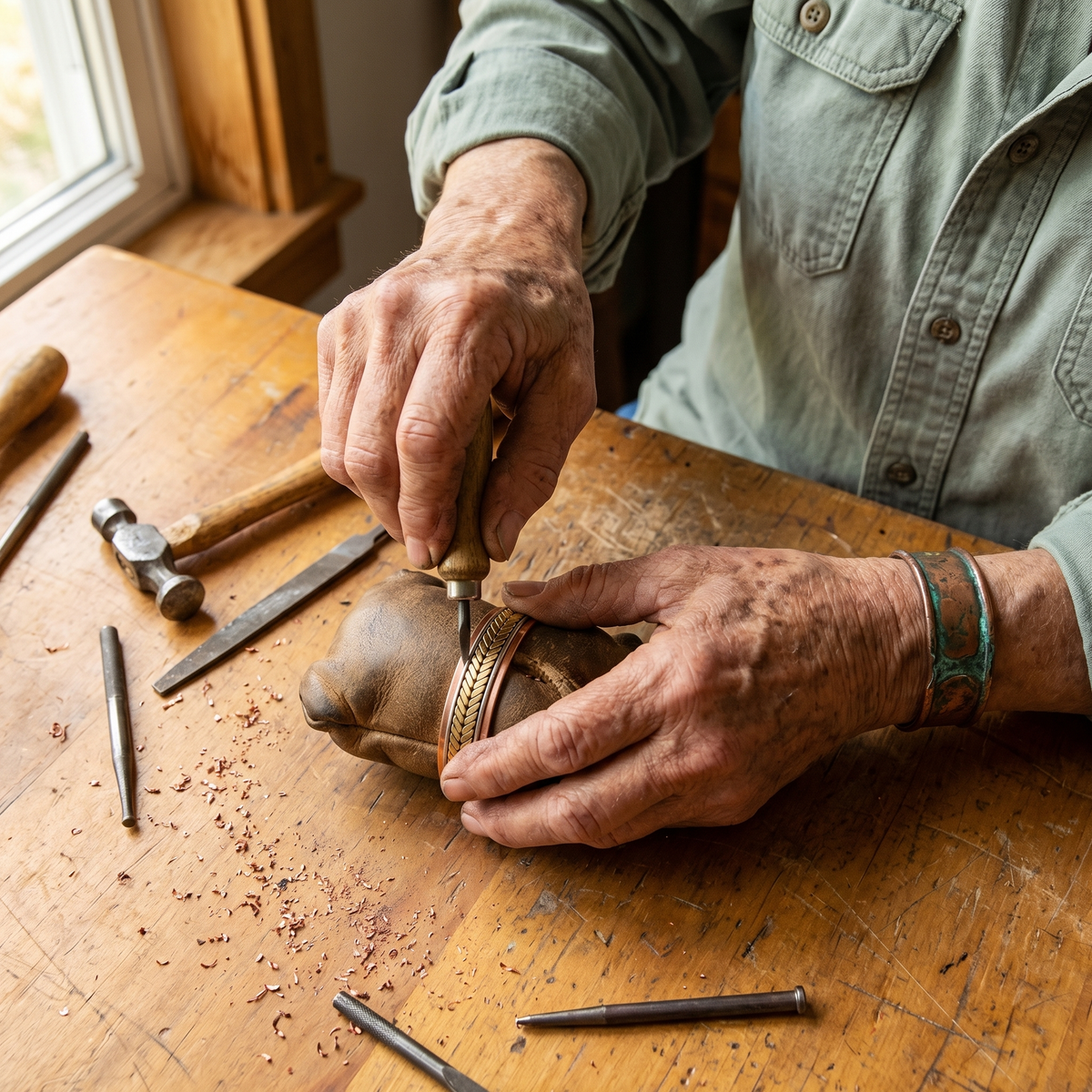 Clara Whitfield's Harvest Copper Bracelet