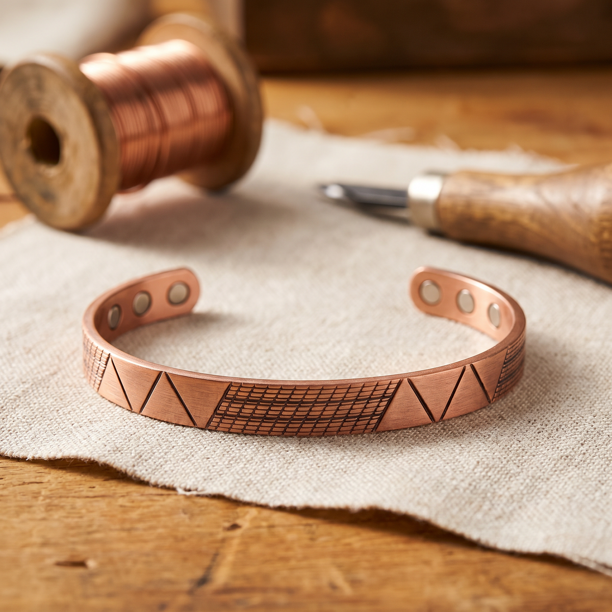 Clara Whitfield's Crest Copper Bracelet