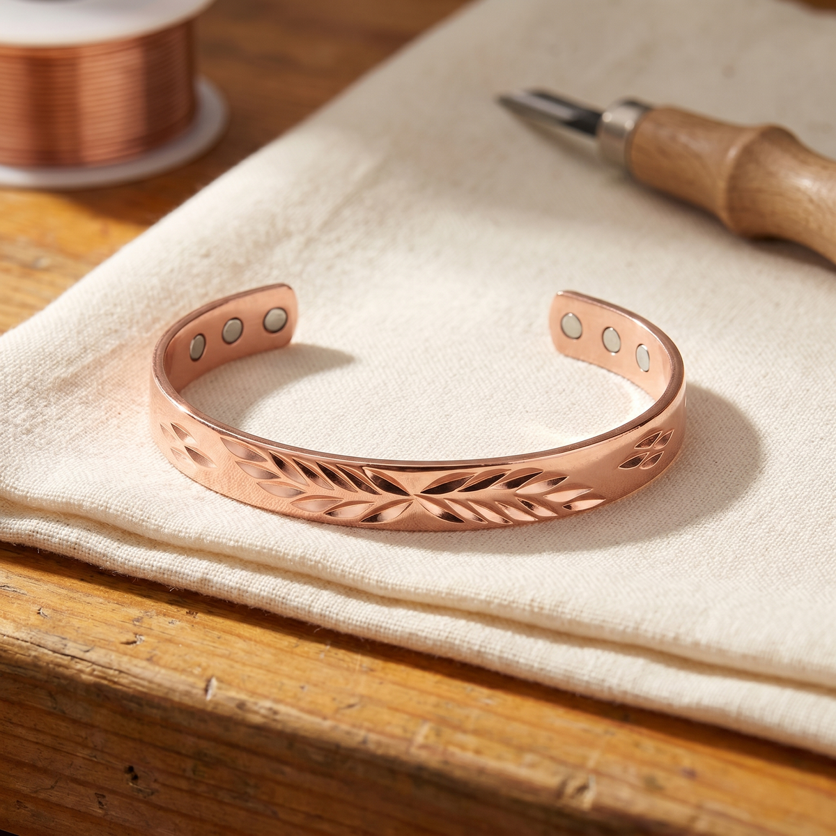 Clara Whitfield's Lunar Copper Bracelet