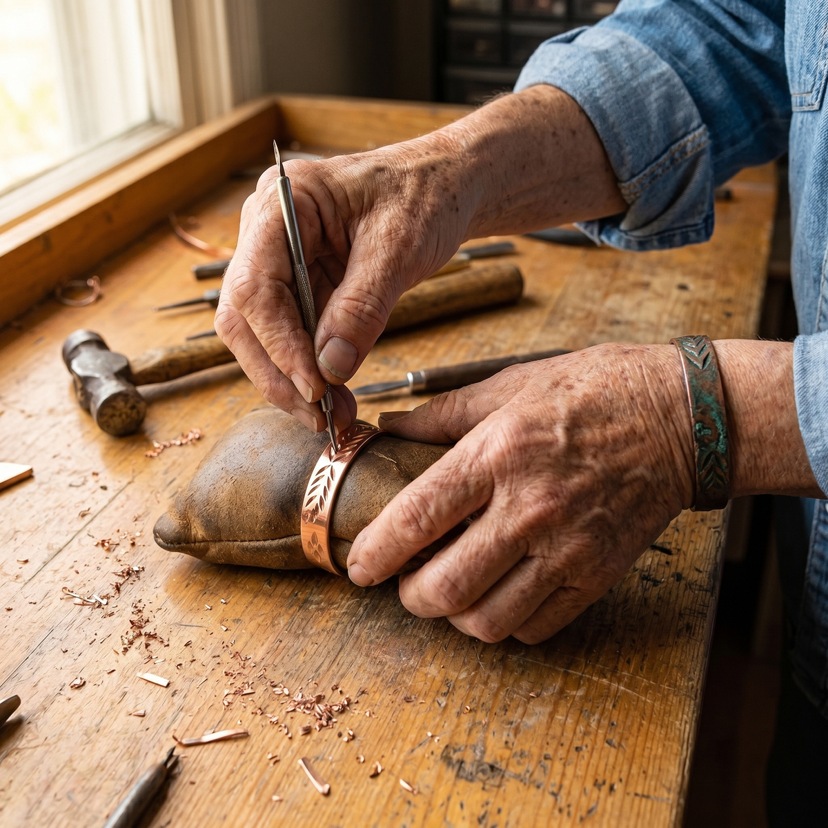 Clara Whitfield's Lunar Copper Bracelet