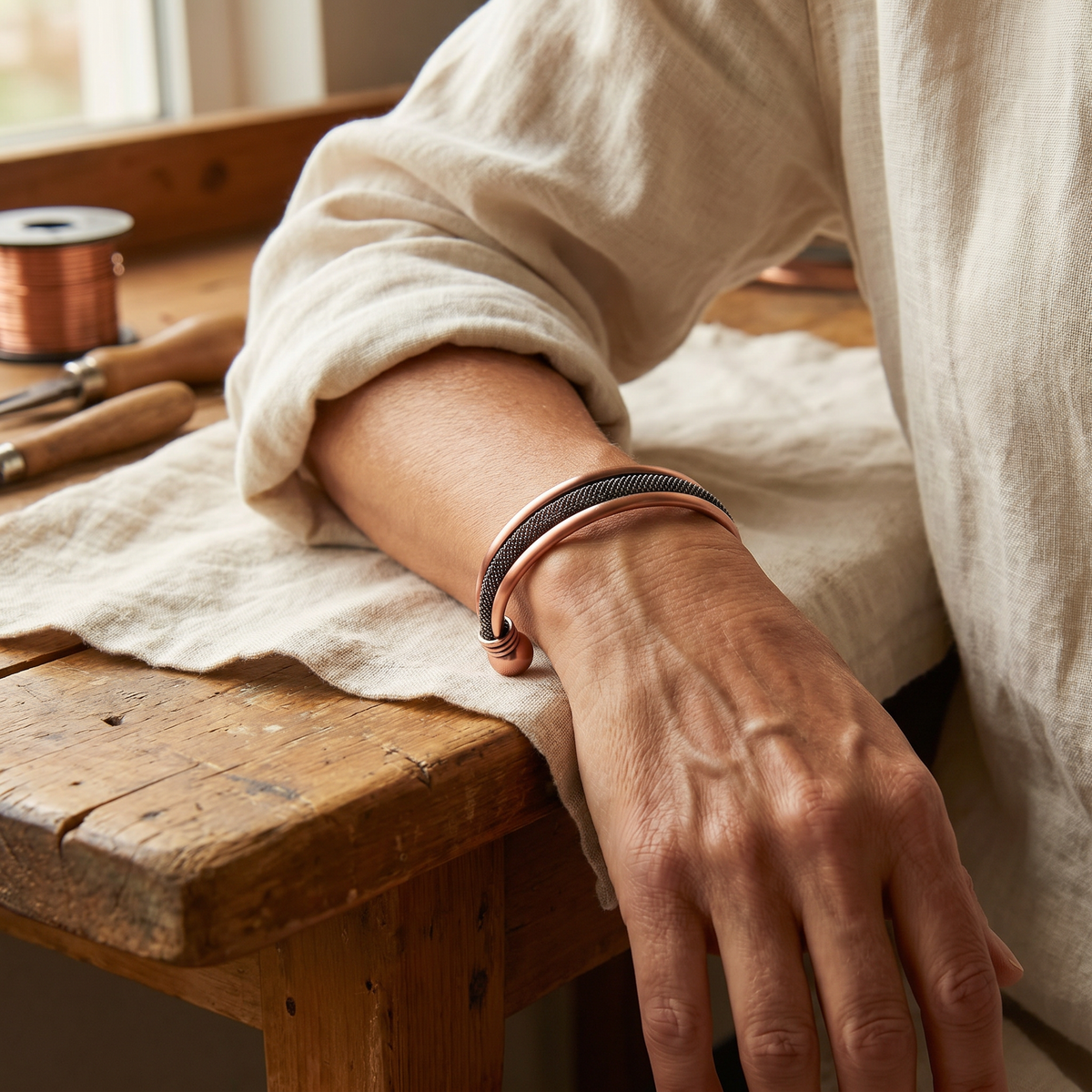 Clara Whitfield's Cairn Copper Bracelet