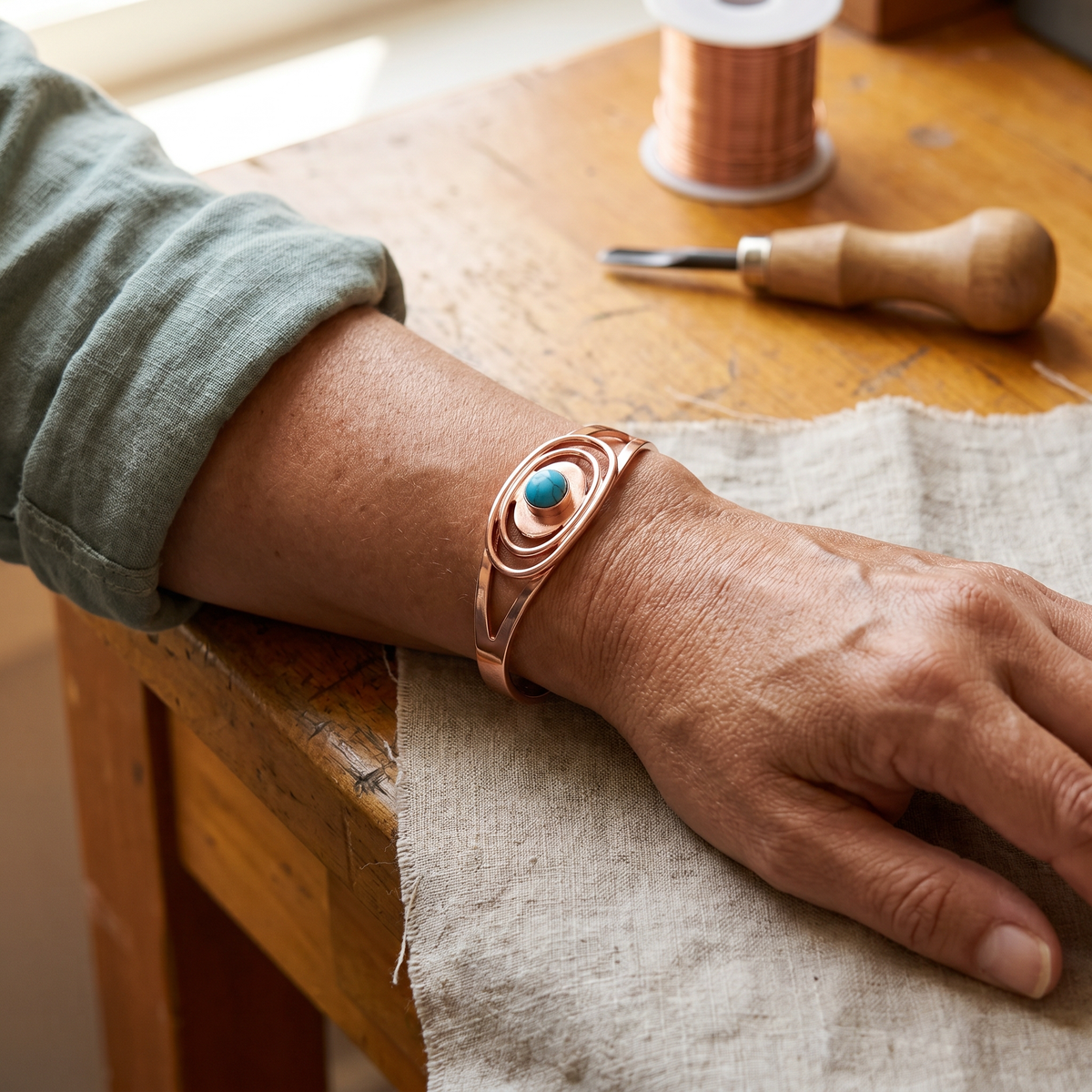 Clara Whitfield's Sedge Copper Bracelet