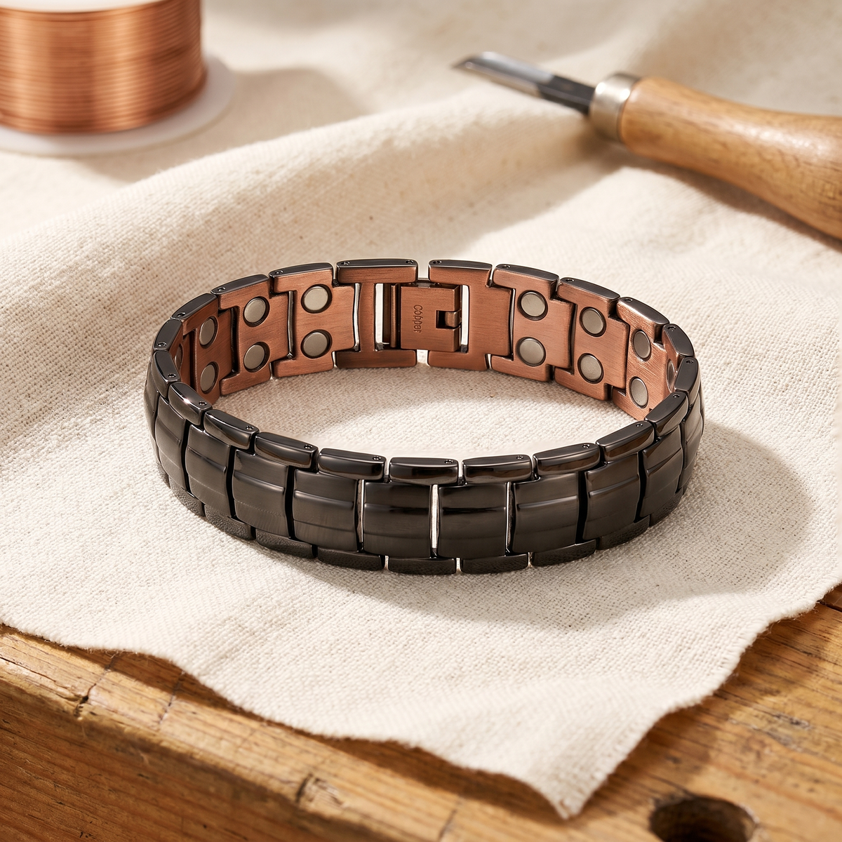 Clara Whitfield's Ochre Men's Copper Bracelet