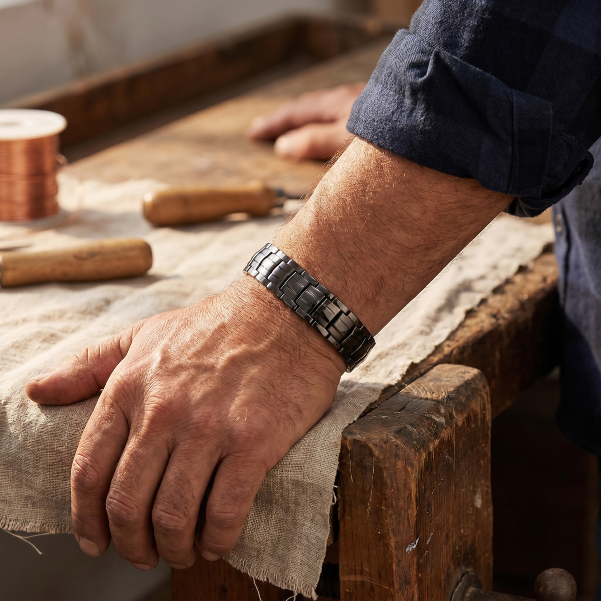 Clara Whitfield's Ochre Men's Copper Bracelet