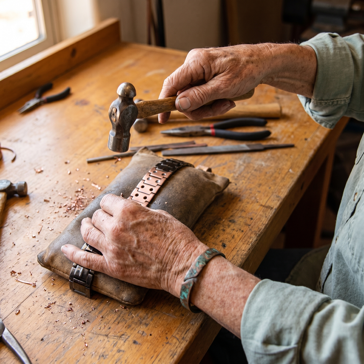 Clara Whitfield's Ochre Men's Copper Bracelet