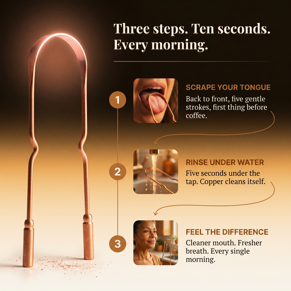 Clara Whitfield's Pure Copper Tongue Scraper