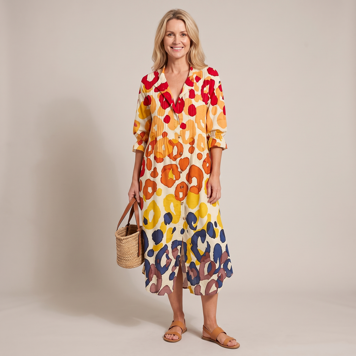 Lorelei | Half-Sleeve Boho Print Maxi Dress