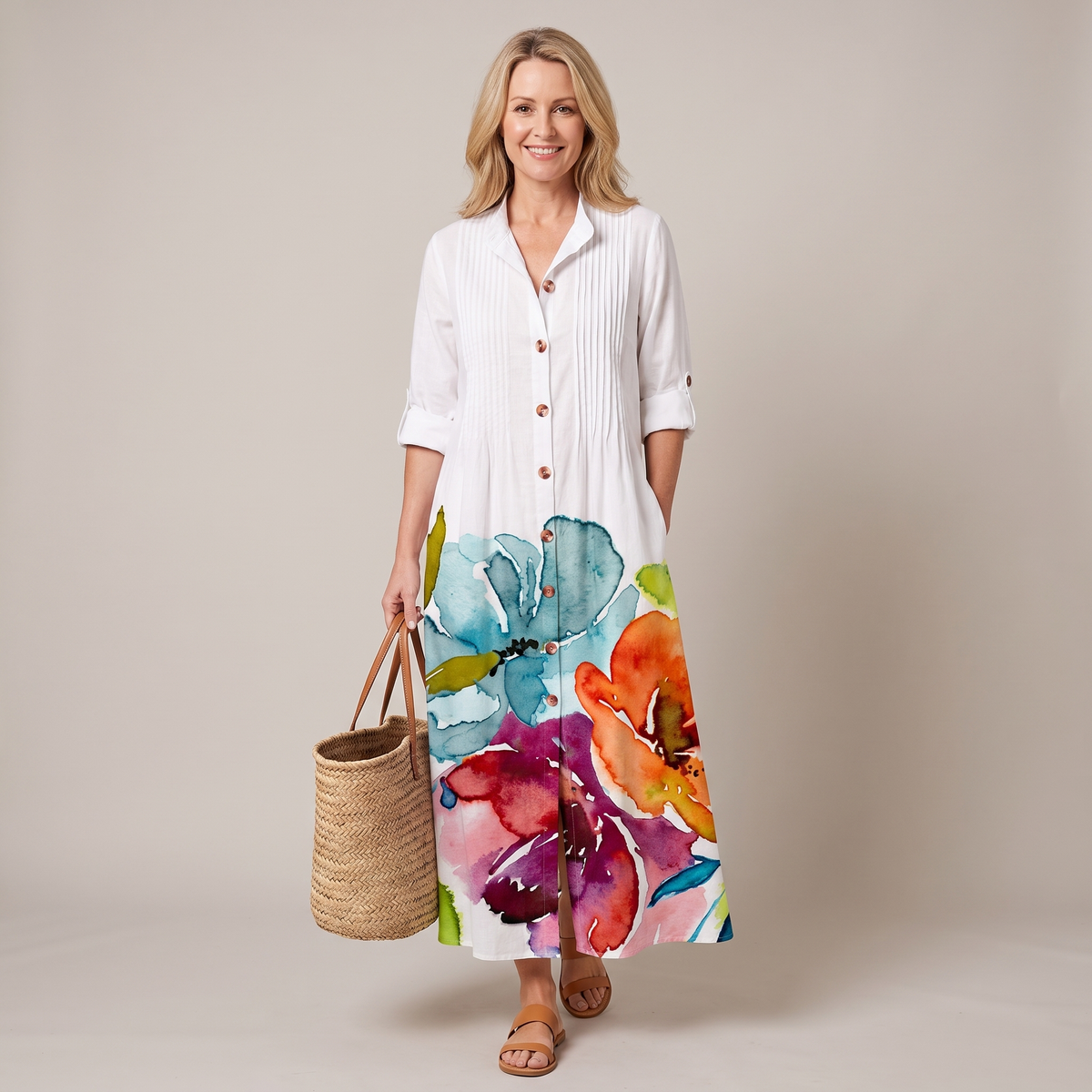 Lorelei | Half-Sleeve Boho Print Maxi Dress