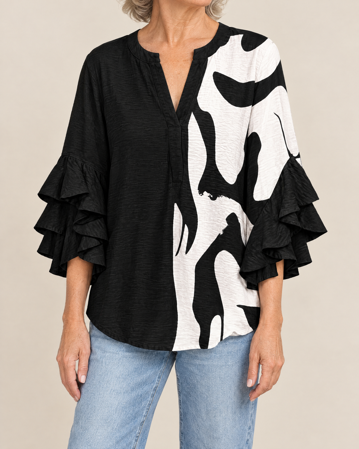 Viola | Ruffle Sleeve V-Neck Blouse