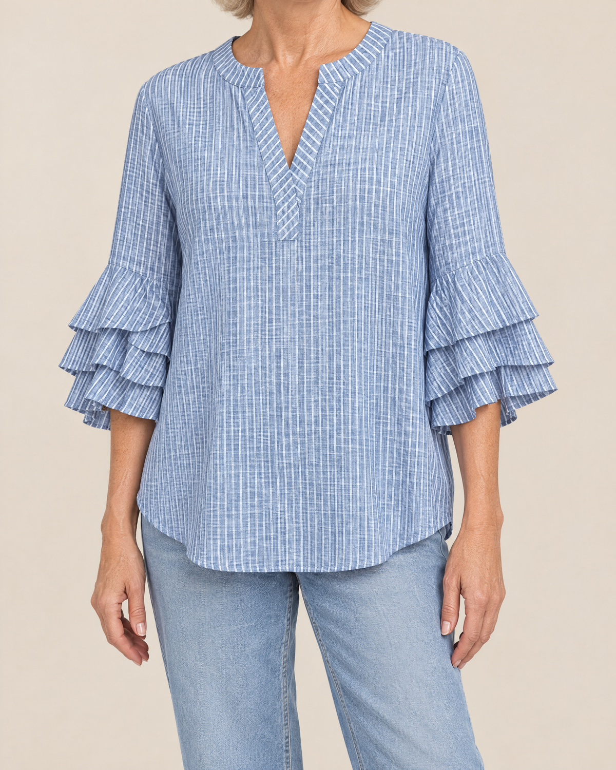 Viola | Ruffle Sleeve V-Neck Blouse