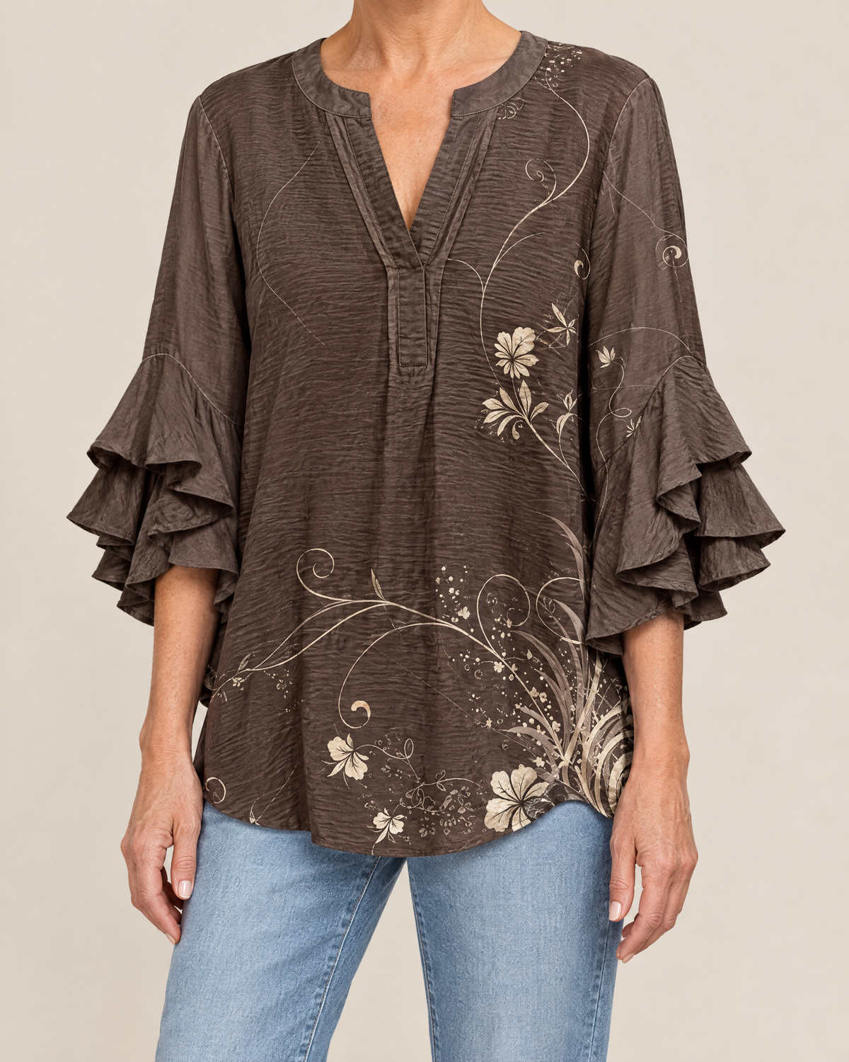 Viola | Ruffle Sleeve V-Neck Blouse